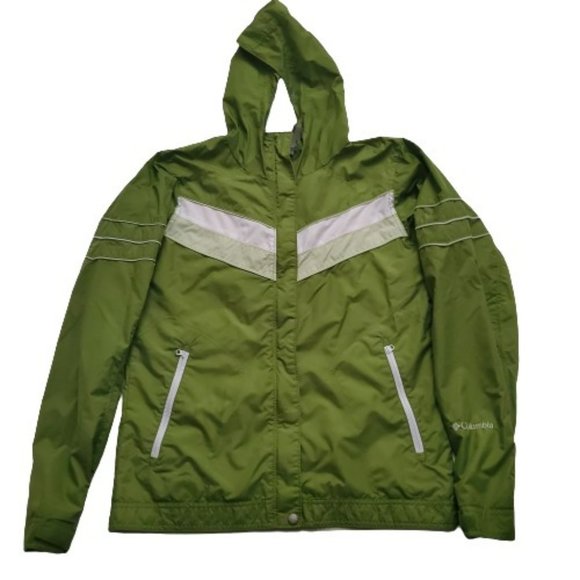 Columbia Girls Youth Full Zip Windbreaker Raincoat Jacket Green/White Size 18/20 - Picture 4 of 16